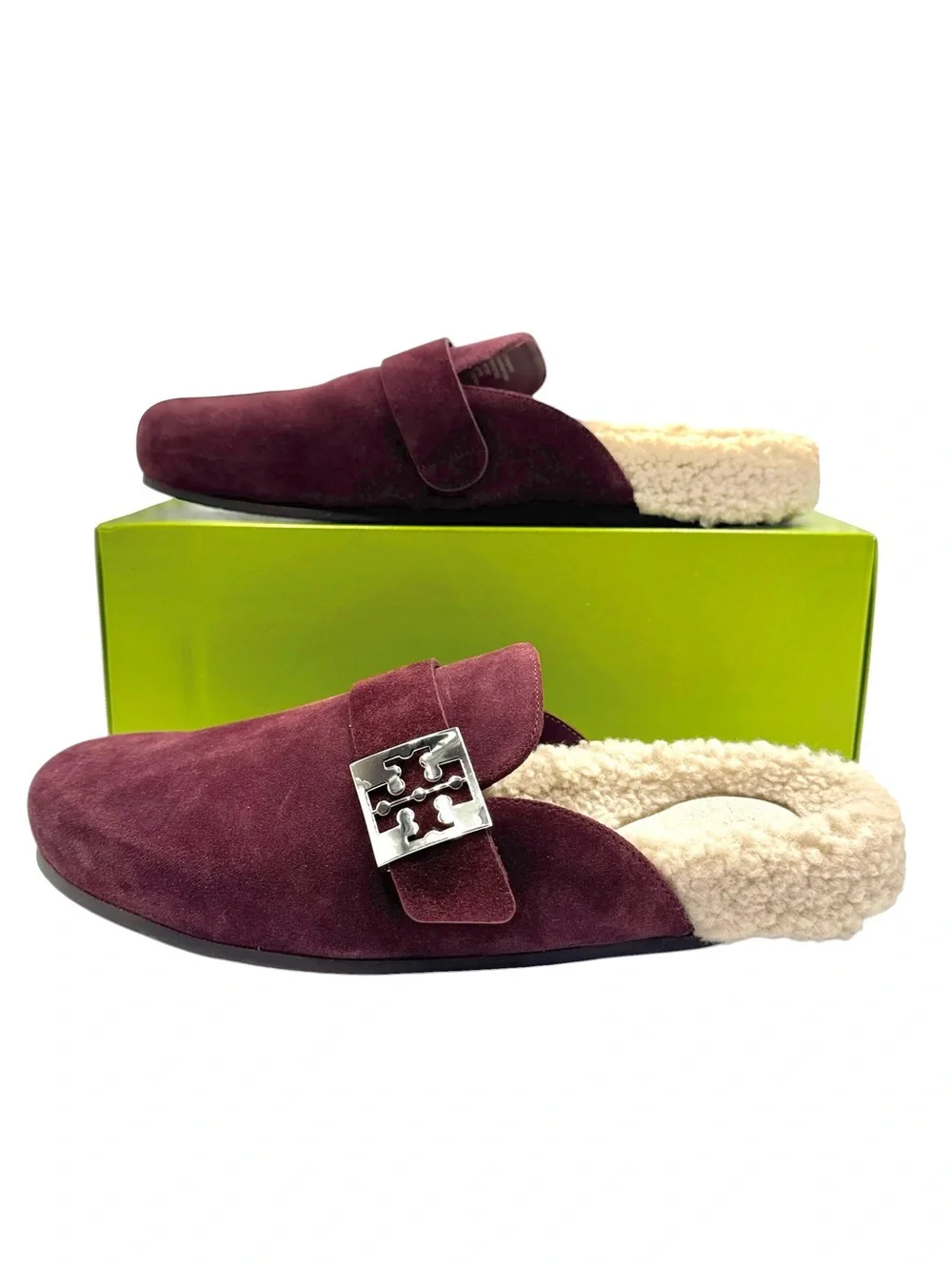 Tory Burch Mellow Shearling Mule Suede Shoes Size 10